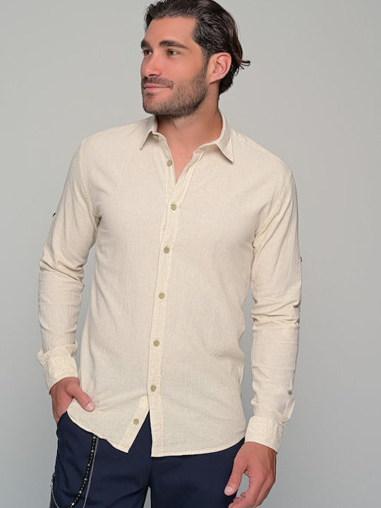 Modena Langärmlig Leinen Hemd Beige