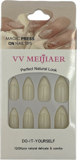 Nail Tips French in White Color 12pcs Κ-5241