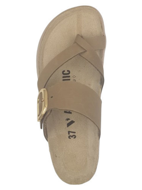 Leather Women's Flat Sandals Anatomic in Green Color