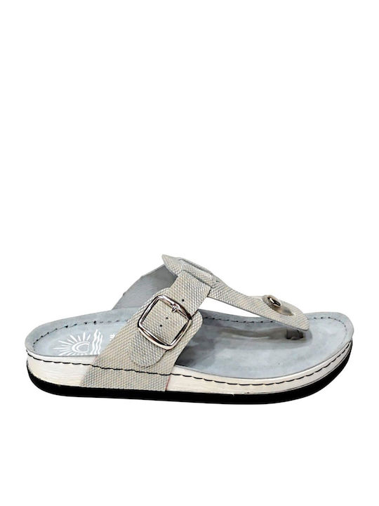 Women's Flat Sandals in Silver Color