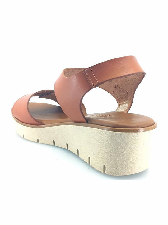 Leder Flache Sandalen für Damen in Tabac Braun Farbe