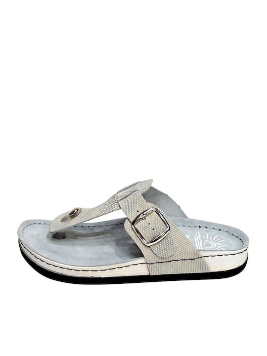 Women's Flat Sandals in Silver Color