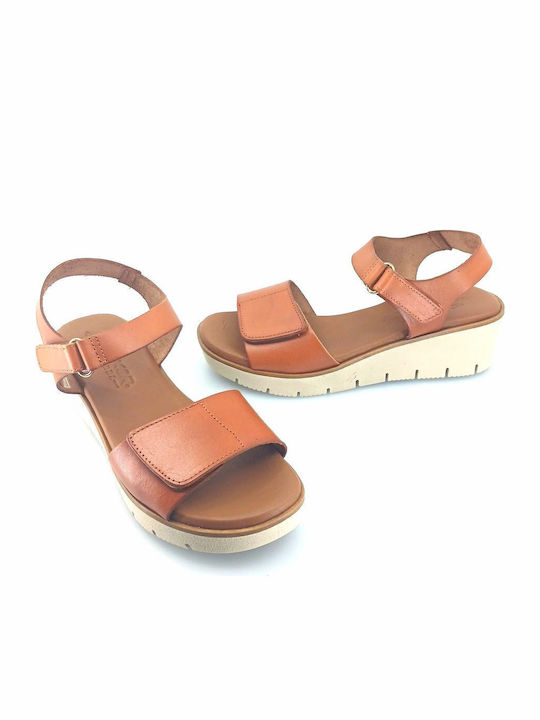 Leder Flache Sandalen für Damen in Tabac Braun Farbe