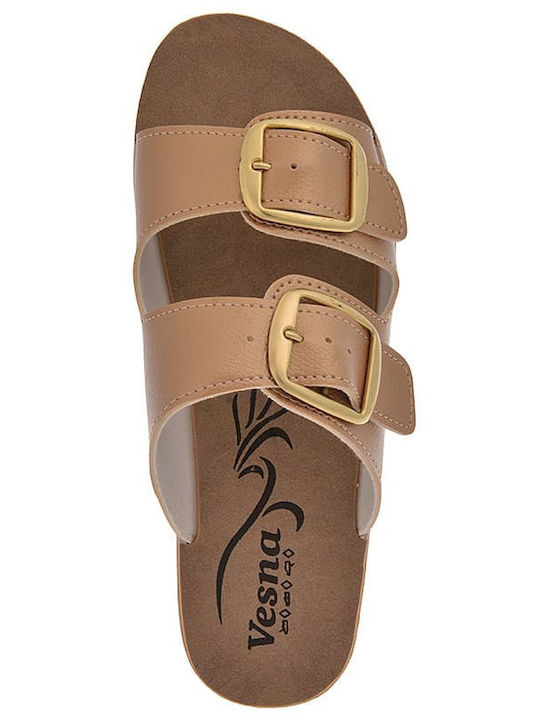 Flache Sandalen für Damen Anatomisch in Gold Farbe
