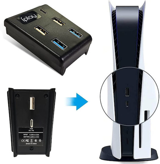 Hub Playstation 5 5 Porturi Adaptor de Transfer de Date Viteză Mare 2 Porturi Usb 2.0 2 Porturi Usb 3.0 1 Port Type C Ps5 Disc Digital Edition