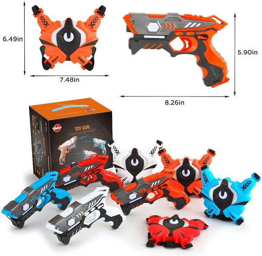 Infrared Laser Tag Set 4 Pistols 4 Vests Interactive Indoor Outdoor Use Vibration Function Sound Effects Led Light