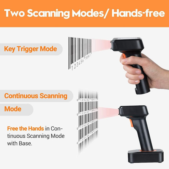 Drahtloser 1D 2D QR Barcode-Scanner Ladestation mit LED-Anzeige Bluetooth 1800 mAh Akku Präfix Suffix Hinzufügung Tera HW006