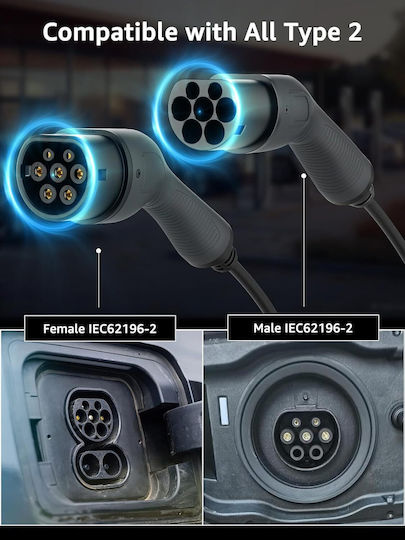 Καλώδιο Φόρτισης Τριφασικό 10m Type 2 - Type 2 X001VYCHLR
