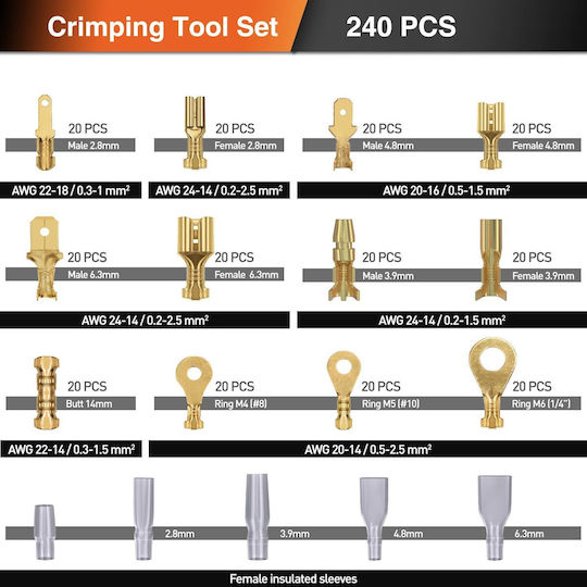 Connector Crimping Pliers Cross-Section Range 0.25 - 2.5mm²