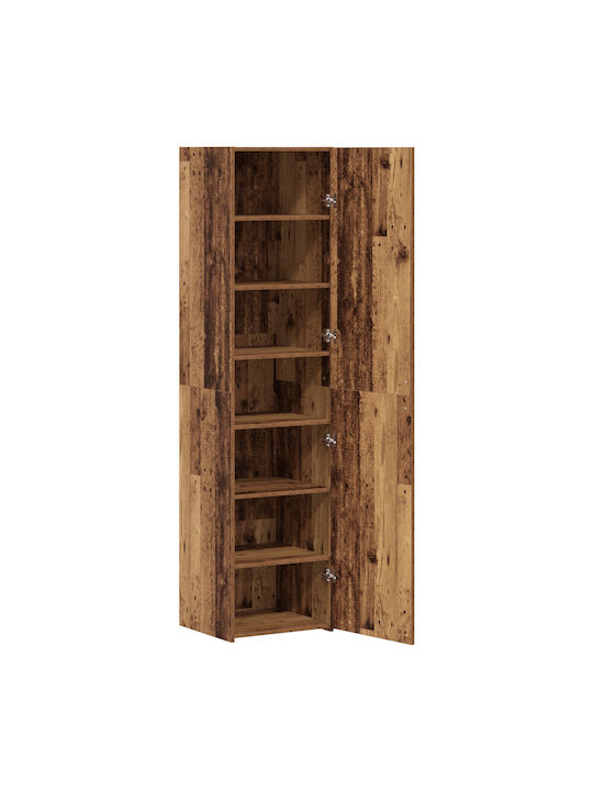 Living Room Display Cabinet Made of MDF with Worn Wood Finish 45x42.5x185cm