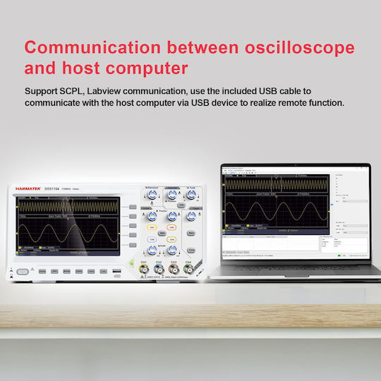 Profesional Osciloscop Portabil Cu 4 Canale 110 Mhz Lățime de Bandă 1 Gsa S Rată de Eșantionare Ecran Lcd de 7 inch 100–240 V Port Usb Interfață de Memorie Suportă Scpi Labview Multifuncțional