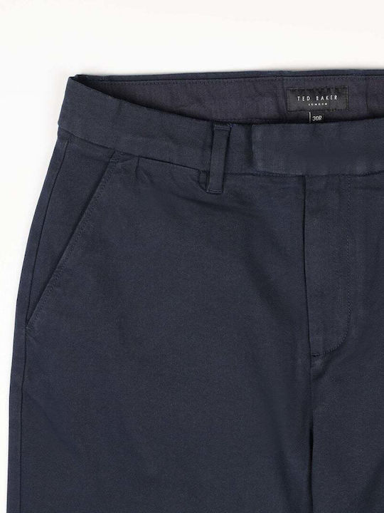Pantaloni Chino Elastic cu Croială Slim Marina