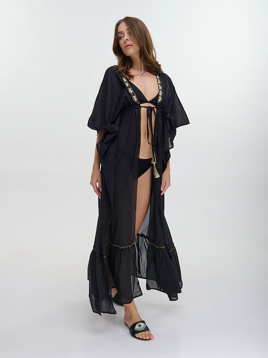 Ble Resort Collection Γυναικείο Μακρύ Κιμονό Παραλίας Multicolor