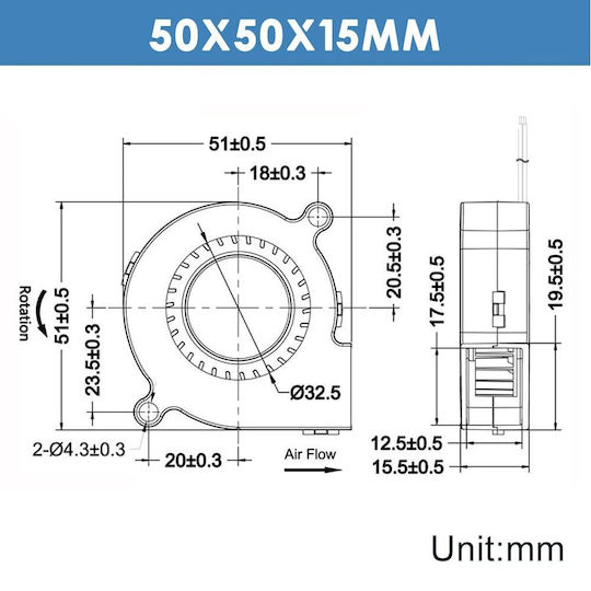 Set 4 Ventilatoare 24V Pentru Imprimante 3D Rulment Hidraulic Fără Perii 50 X 15 Mm Turbo Răcire Conector 2 pini Winsinn 5015