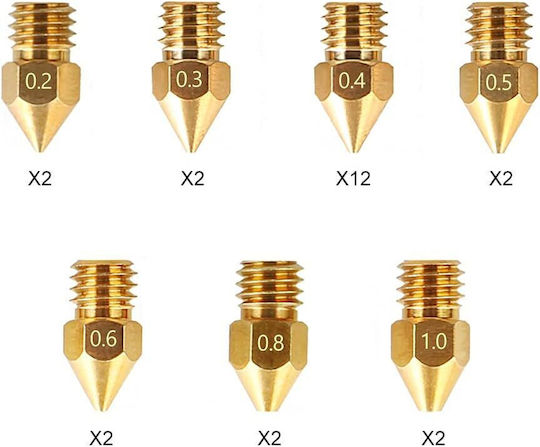 Set Duză Pentru Imprimante 3D Mk8 24 Bucăți 0.2 Mm 0.3 Mm 0.4 Mm 0.5 Mm 0.6 Mm 0.8 Mm 1.0 Mm 1.75 Mm Ender 3 Creality Seria Cr-10