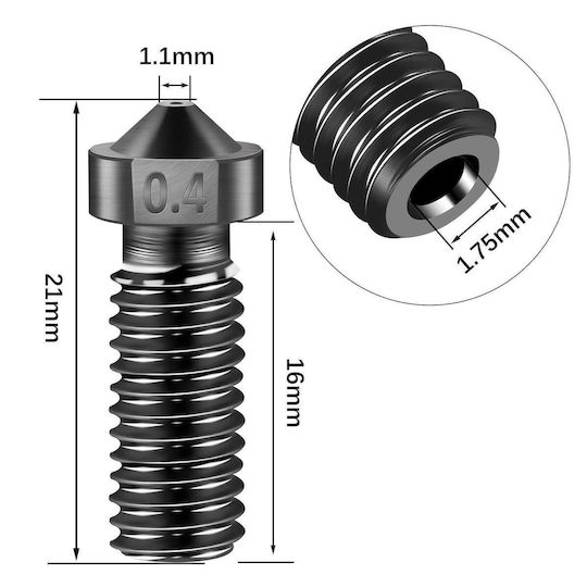 Set Duză Pentru Imprimante 3D 20 Bucăți 0.4 Mm 0.6 Mm 0.8 Mm 1.0 Mm Șurub M6 Compatibil Artillery Genius Sidewinder X1 Imprimante