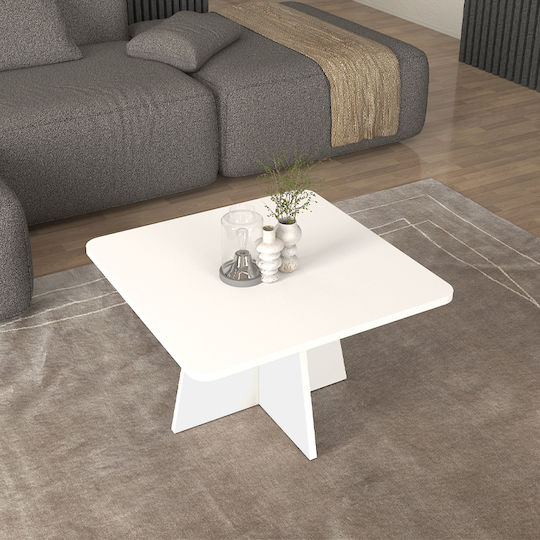 Square Central Coffee Table Sugar Wooden White W60xL60xH36.8cm