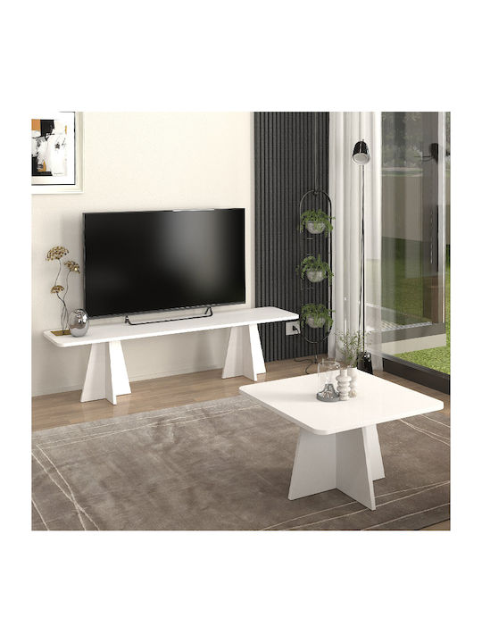 Square Central Coffee Table Sugar Wooden White W60xL60xH36.8cm
