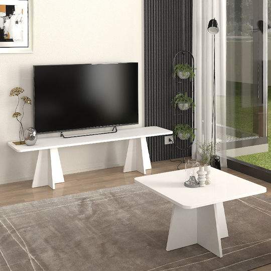 Square Central Coffee Table Sugar Wooden White W60xL60xH36.8cm