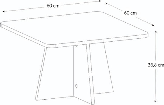 Square Central Coffee Table Sugar Wooden White W60xL60xH36.8cm