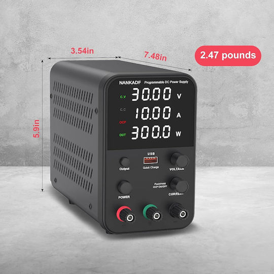 Surse de Alimentare pentru Laborator 0-30 V 0-10 A 300 W Ecran Led Ventilator de Răcire Protecție la Supraîncărcare Ocp 15w Port Usb Stabilizare Tensiune Curent Cv Cc