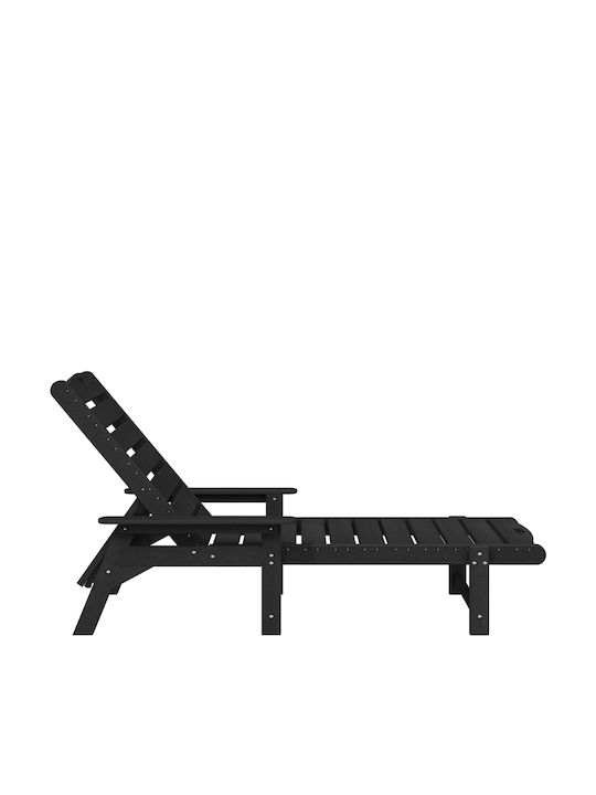 Deckchair Plastic Black with Table 2pcs 162x53x98.5cm.