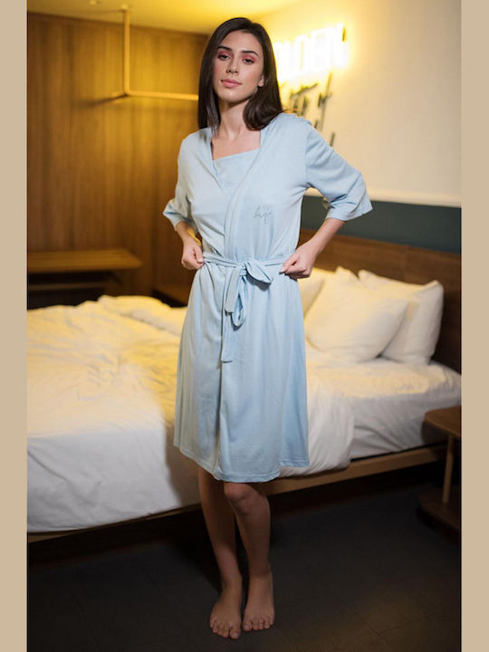 Happy Family Summer Women's Robe Sky Blue