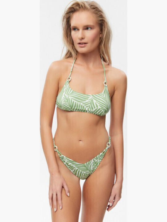 Padded Bikini Bra with Adjustable Straps Green, White