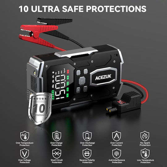 Starter Portabil Pentru Baterii Auto și Motocicletă 26800mAh Cu Bancă De Alimentare USB și Obiectiv 12V