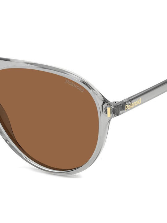 Polaroid Unisex Sunglasses with Gray Plastic Frame and Brown Polarized Lens PLD6225/S KB7/HE