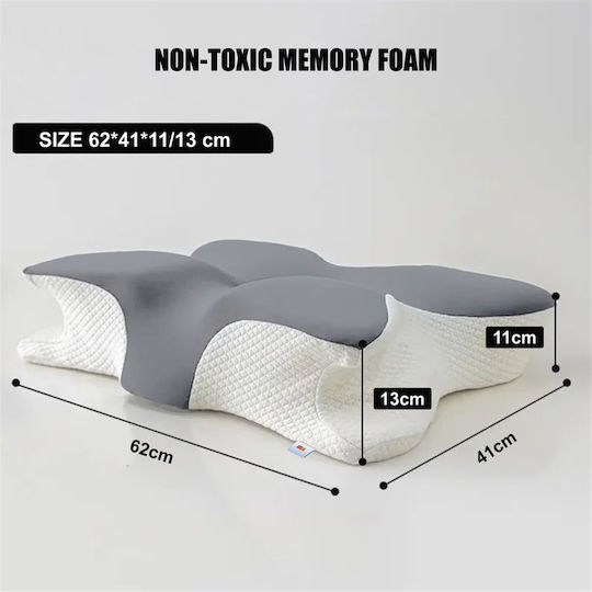 Pernă medicală pentru gât Memory Foam 62x41x11cm Gri
