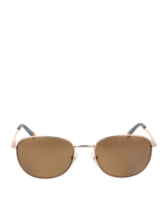 Timberland Sunglasses Ροζ Χρυσά with Metal Frame & Brown Lens Timberland Sunglasses Ροζ Χρυσά with Metal Frame & Brown Lens