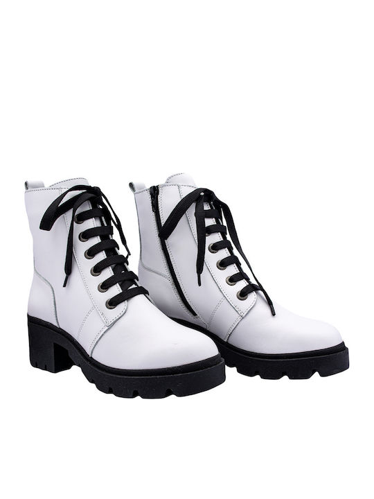 Leather Women's Ankle Boots White
