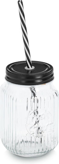 Glas Wasser / Kaffee/Freddo aus Glas mit Strohhalm 480ml