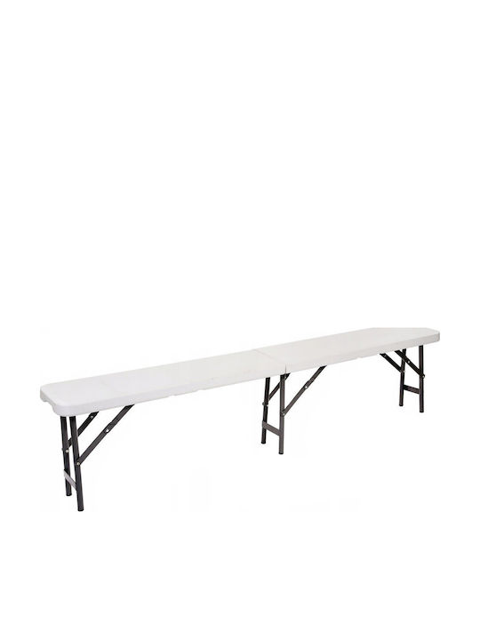 Folding Bench Garden Catering Hdpe 180x24x42cm White