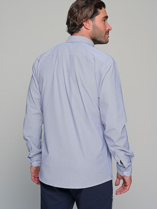 Santiago Long-sleeved Cotton Shirt Blue