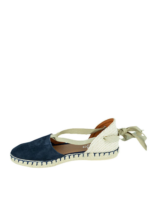 Women's Leather Espadrilles Navy Blue