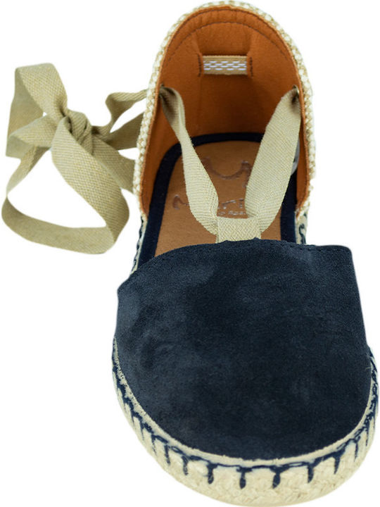 Women's Leather Espadrilles Navy Blue
