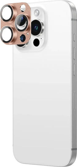 Amazingthing Aviation-Grade Alloy Tempered Glass Lens for iPhone 16 Pro / 16 Pro Max Camera Lens Rose Gold