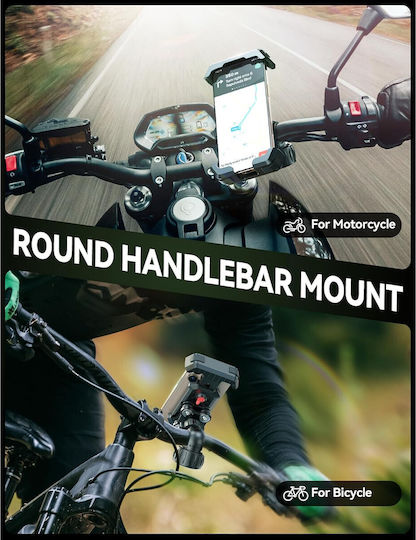 Suport pentru Telefon Mobil Bicicletă Motocicletă Reglabil 360° Rezistent la Șocuri Suporturi Anti-vibrații pentru Smartphone-uri De La 4.7 La 7 Inch Negru