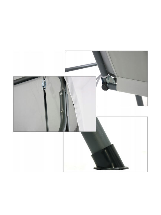Garten & Veranda Schaukel mit Basis und Kissen 3 Sitze Kunststoff Gray Belastbarkeit bis 220kg