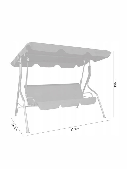 Garten & Veranda Schaukel mit Basis und Kissen 3 Sitze Kunststoff Gray Belastbarkeit bis 220kg