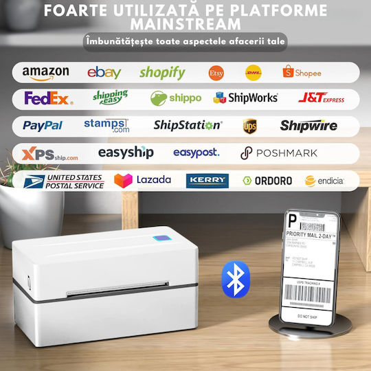 Vittalist Portabila Imprimantă de Etichete Transfer Direct USB, Bluetooth