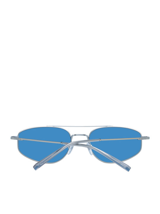 Pepe Jeans Unisex Sunglasses with Silver Metal Frame and Light Blue Lens PJ5178 C6