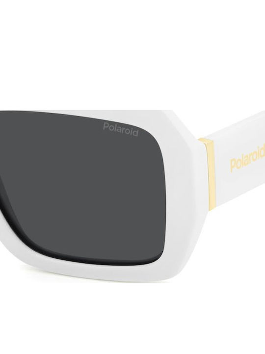Polaroid Unisex Sunglasses with White Plastic Frame and Gray Polarized Lens PLD6223/S/X VK6/M9