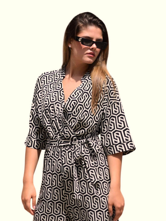 Women's One-piece Suit Black and White