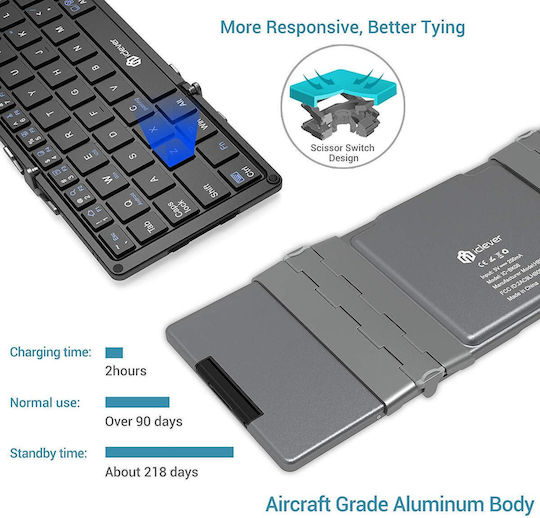 iClever IC-BK08 Безжично Клавиатура с тъчпад за таблет Английски US Foldable