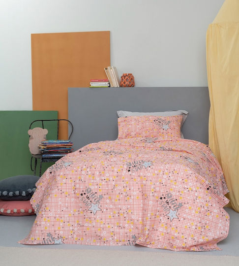 Palamaiki Cluster Set Kids Duvet Cover Single with Pillowcase Cotton Pink 170x250cm