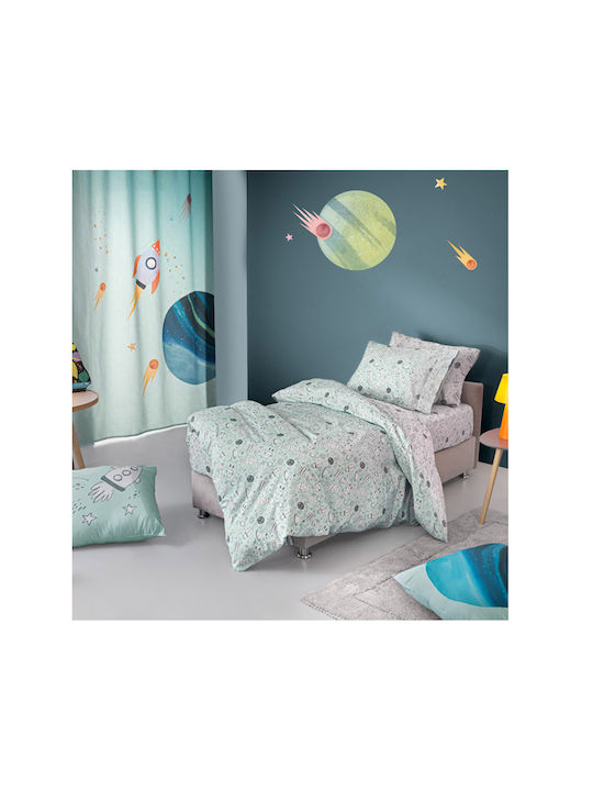 Guy Laroche Cosmic Set Kids Duvet Cover Single with Pillowcase Cotton Turquoise 165x225cm
