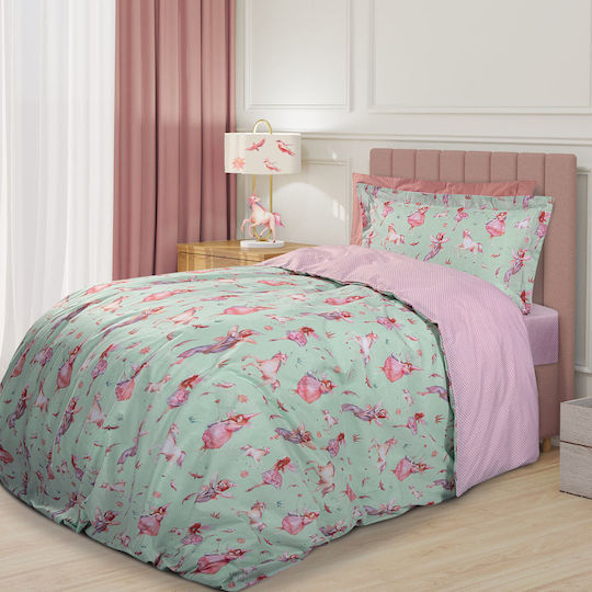 Greenwich Polo Club 8815 Set Kids Duvet Cover Single with Pillowcase Cotton Mint/Pink 160x240cm